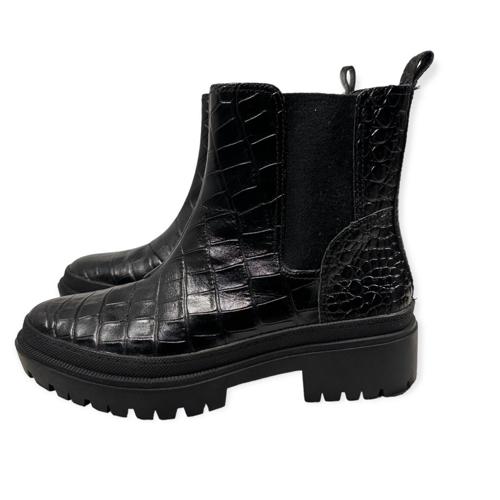 - Lucky Brand Emali Croco Black Booties Size 10